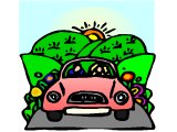 Car driving through a valley